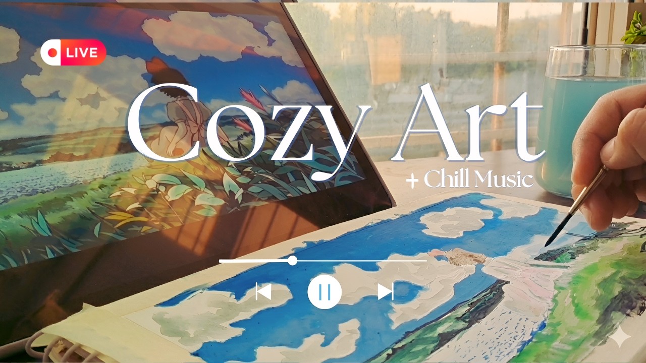 Cozy Art Live 🎨 | Study & Relax Music | Ghibli Inspired Gouache Painting