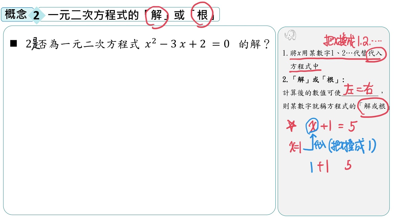 概念2 一元二次方程式的解 根 Youtube 概念2 一元二次方程式的解 根 Youtube