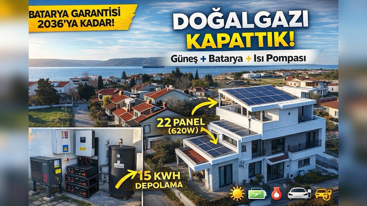 Çanakkale’de Enerji Canavarı Kurduk: 15kW Hibrit İnverter + Batarya + Isı Pompası (Tam Hibrit Villa)