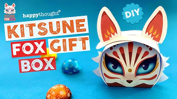 DIY Kitsune fox gift box video tutorial. Easy Kitsune Fox box craft template for class art projects!