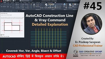 AutoCAD Construction Line Command | AutoCAD Tutorials 45 | Hindi/Urdu #autocad 2021-25 Vray #cad
