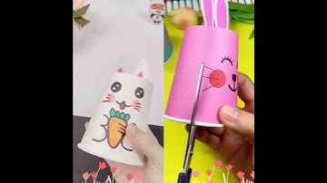 Cách làm thỏ cute siêu đơn giản từ cốc giấy -Sâu sáng tạo #shorts
