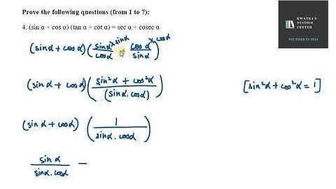 4. sin α + cos α tan α + cot α = sec α + cosec α Ex 8.3 NCERT EXEMPLAR Class 10