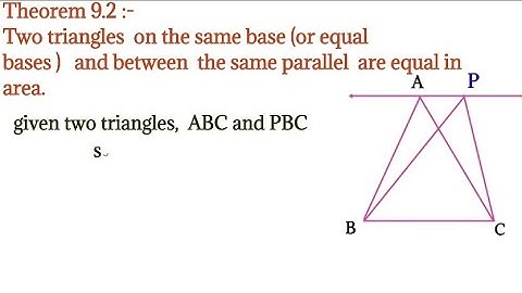 Theorem  9.2 in area of parallelogram and triangles #maths #youtube video viral #carry