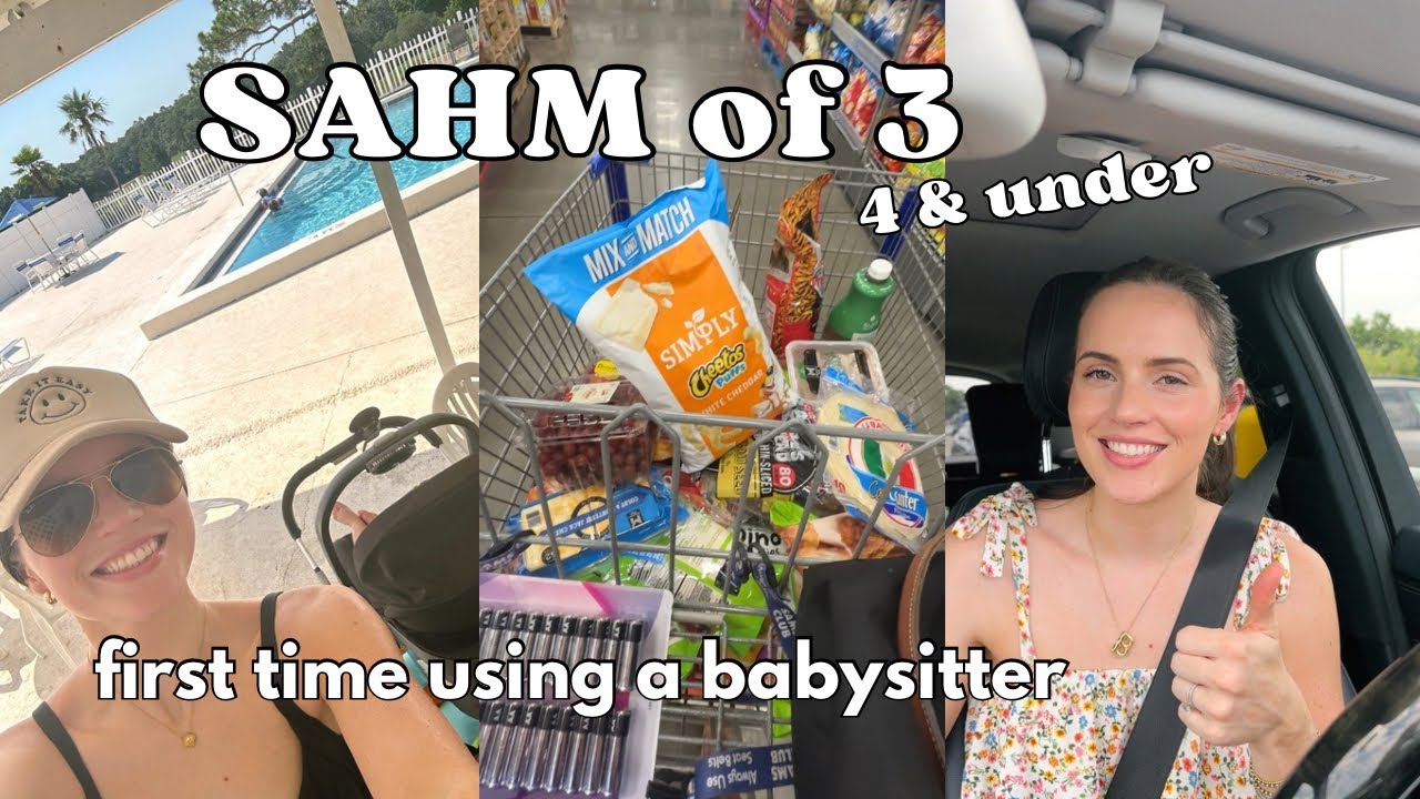 first time using a babysitter + first solo pool day with 3 kids! | DITL of a stay at home mom