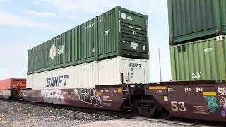 UP Lead s The EB Intermodal Auto Rack Stack Train Through Gibbon NE 2026