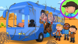 a concert tour bus goes to carls car wash cartoon for kids