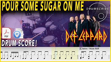 Pour Some Sugar On Me - Def Leppard | DRUM SCORE Sheet Music | #180 DRUMSCRIBE