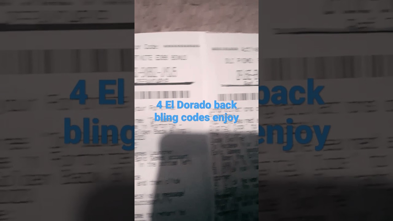 4 free El Dorado back bling codes enjoy please comment if you get one