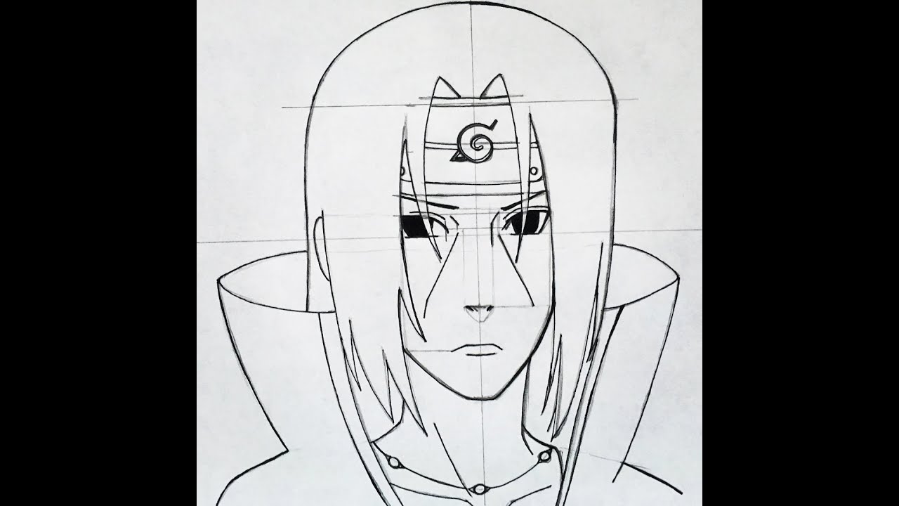 Itachi uchiha sketch original drawing on paper Stock Illustration