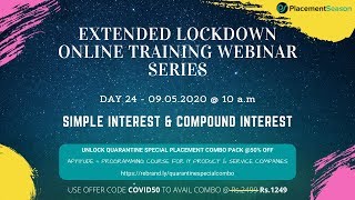 Extended Lockdown Training Day 24 - Simple Interest & Compound Interest