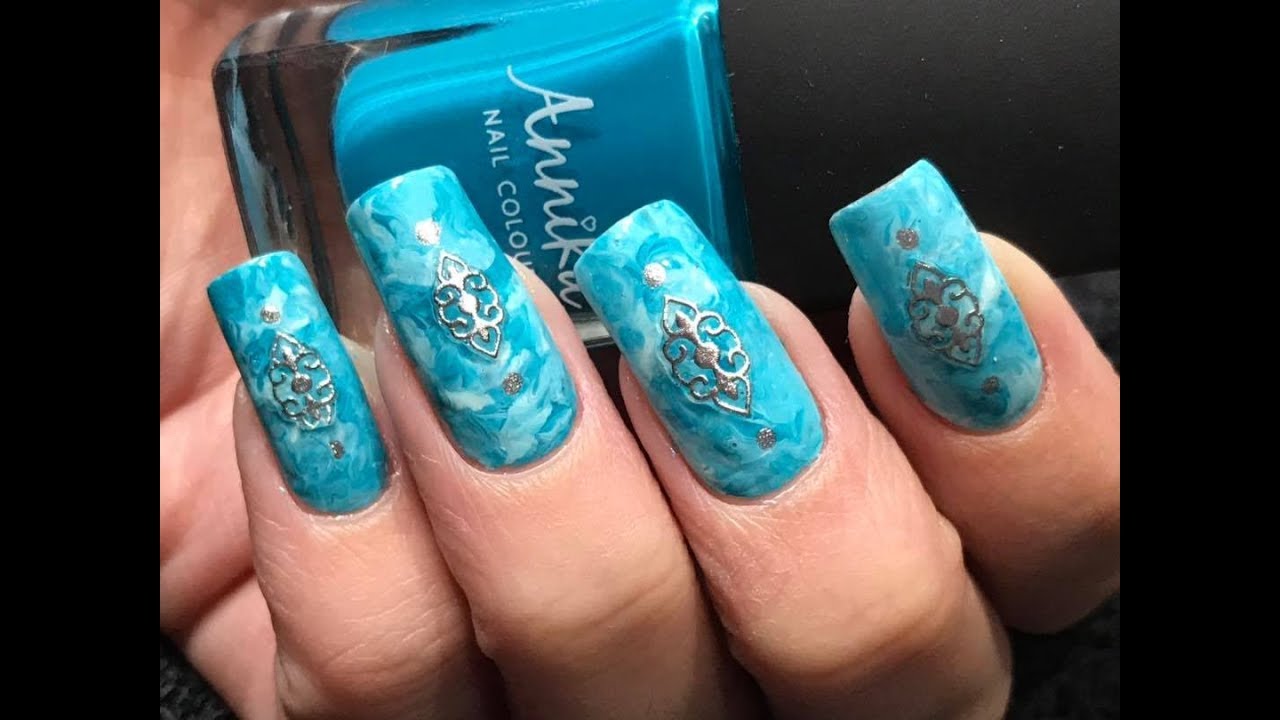 10. Turquoise and Marble Nail Art - wide 4