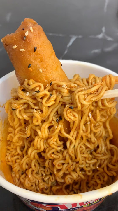 Mì Buldak vị mới cùng nem rán New flavor Buldak noodles with fried spring rolls#shorts