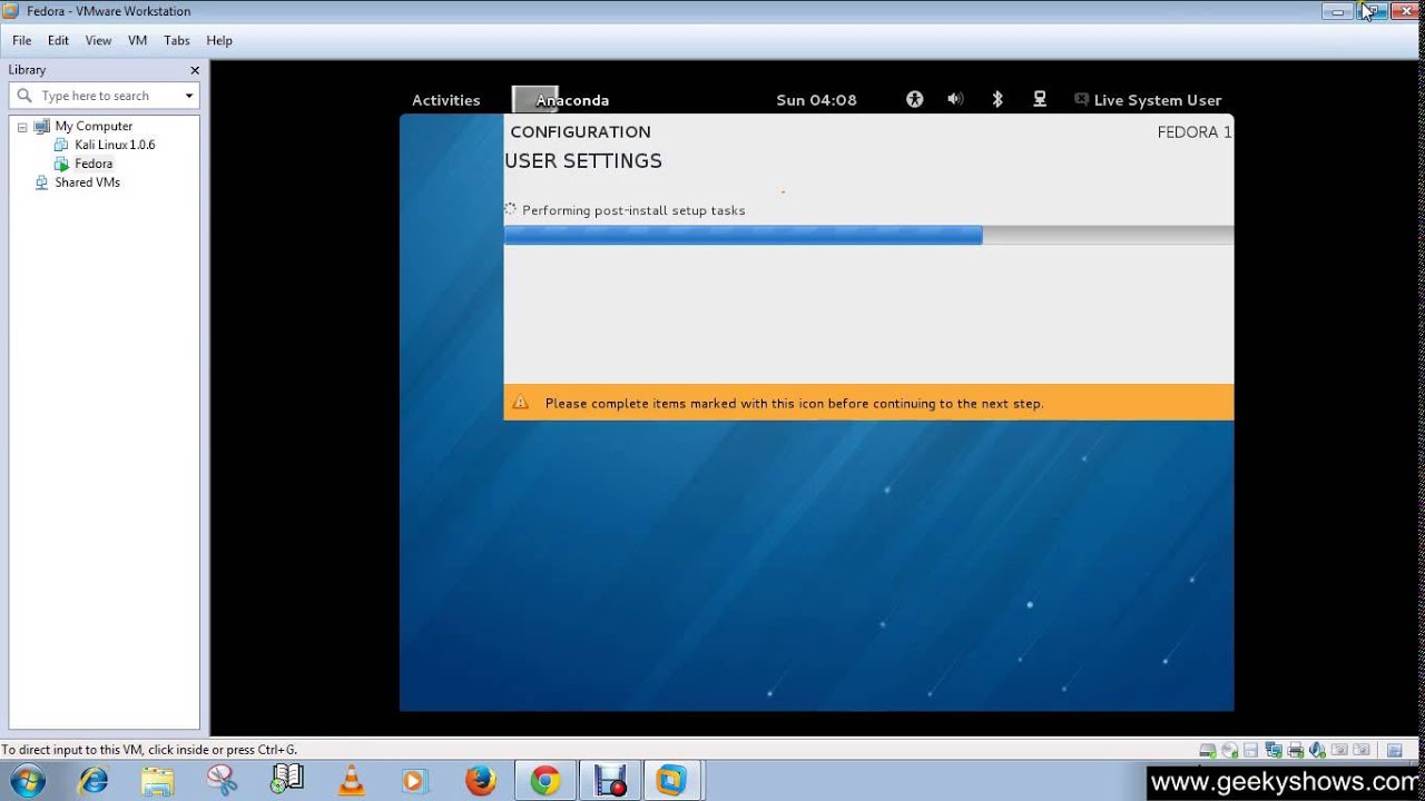 how to install fedora 18 on vmware workstation 9