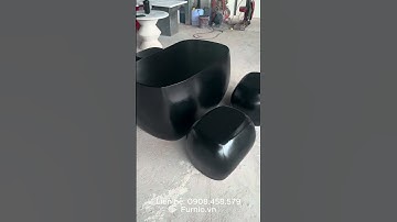 Bộ bàn ghế đá mài Terrazzo hình khối đá đen