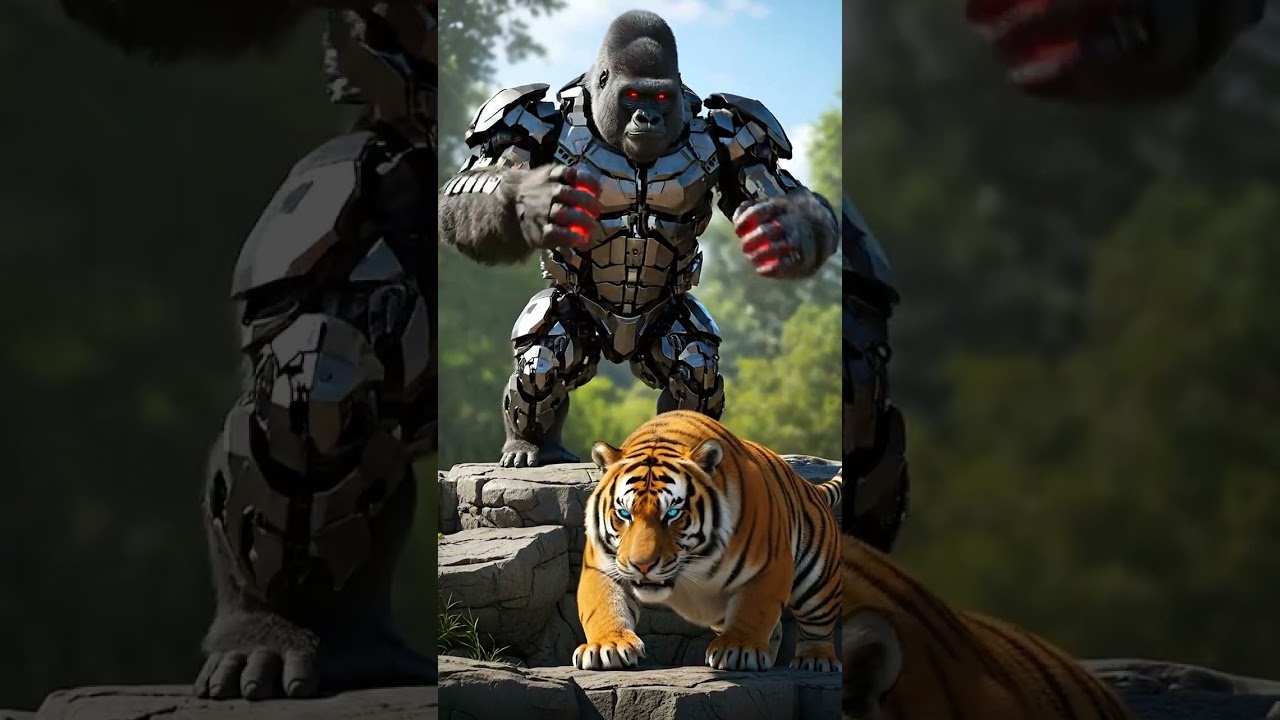 Gorilla Bot vs Tiger Bot Showdow