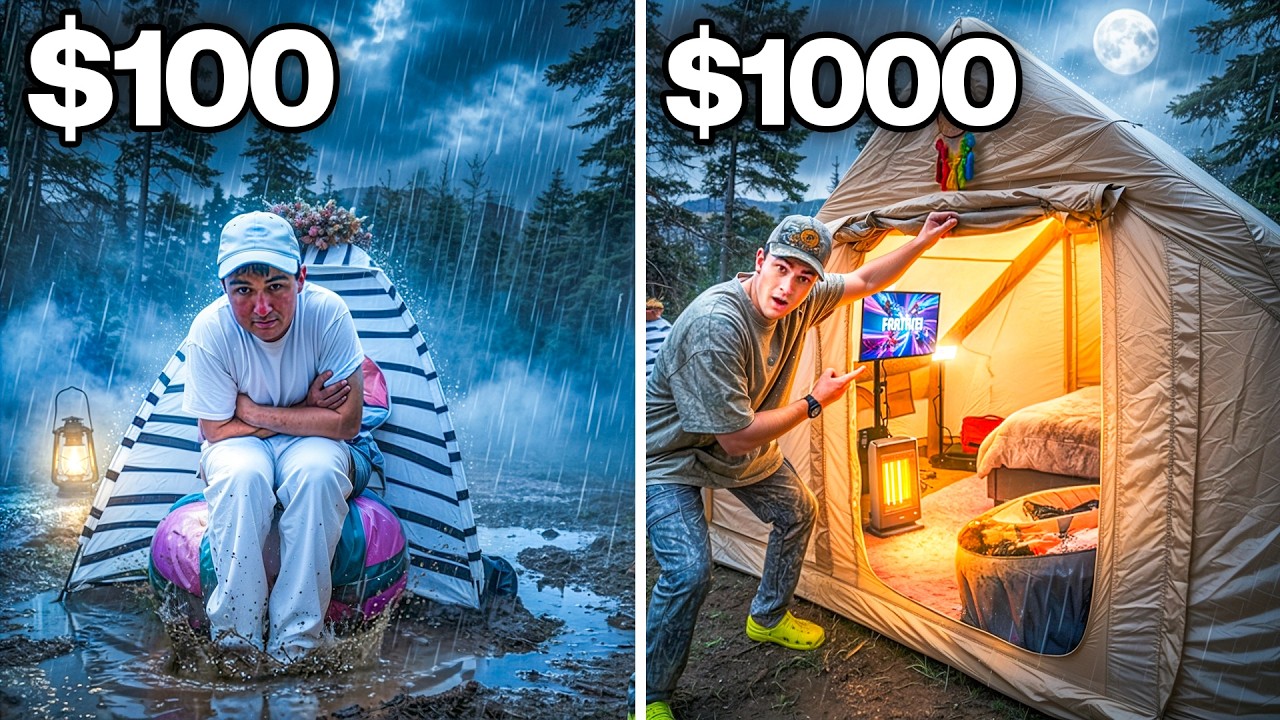 $100 vs $1000 Camping in Haunted Forest