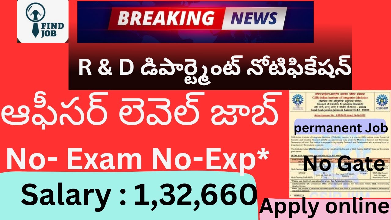 R&D Department 2025-26 CISR Recruitment Govt job