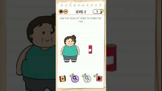 Brain Test 2 Level 2 Fitness with Cindy, Use her love of chips to make her run. screenshot 1