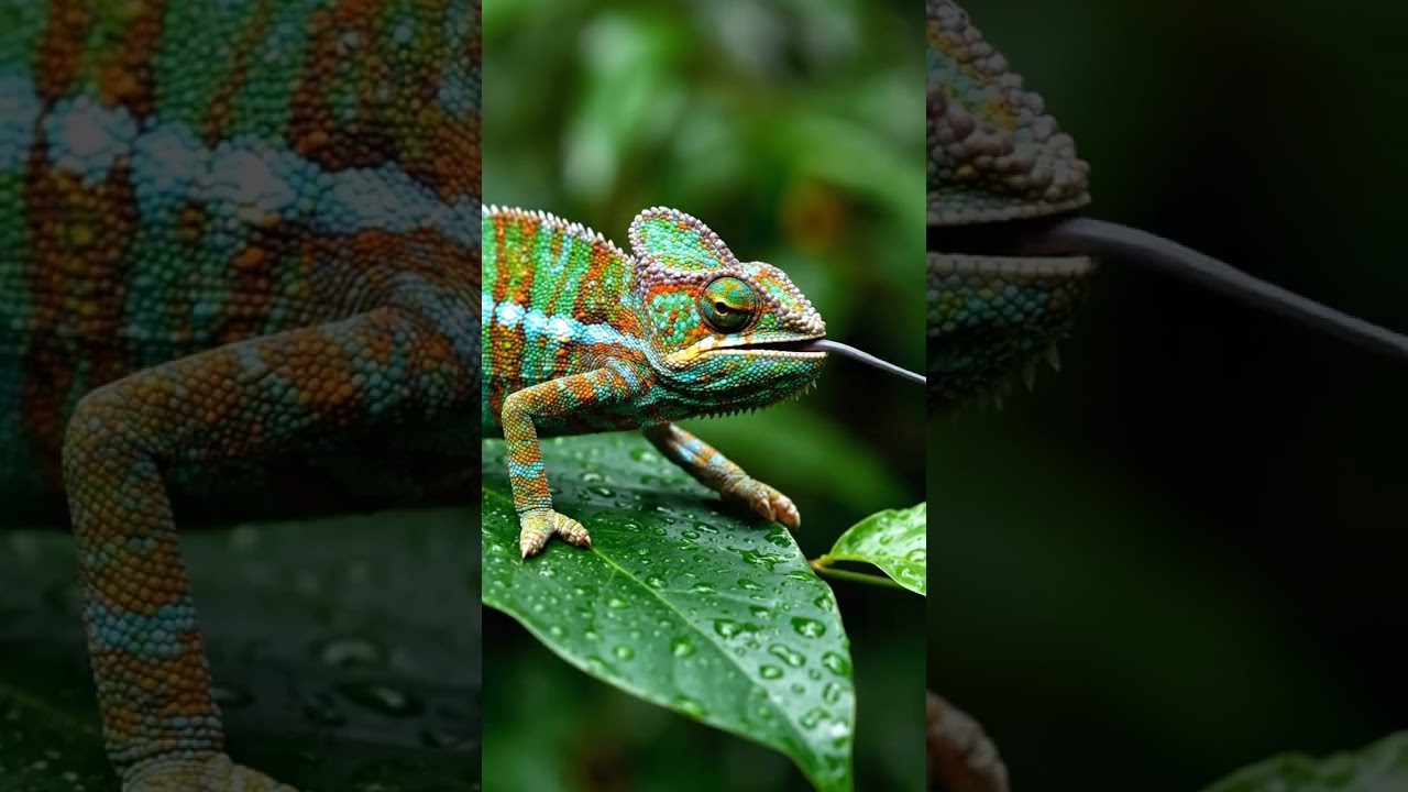 Chameleon’s Lightning-Fast Tongue Catches an Insect 