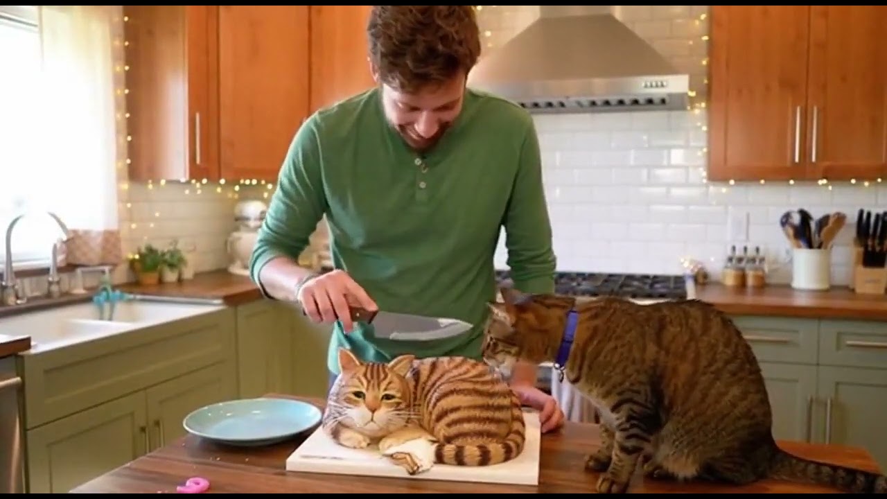 Cat Defends Its Cake Twin! 😹 