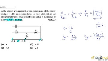 In the shown arrangement of the experiment of the meter bridge if AC corroesponding to null defl...