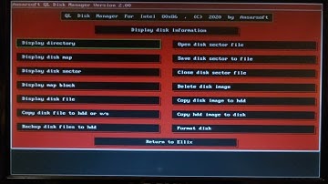 My UniBASIC Disk Manager on Intel 80x86 base machine for QL,  a Motorolla 68008 target machines