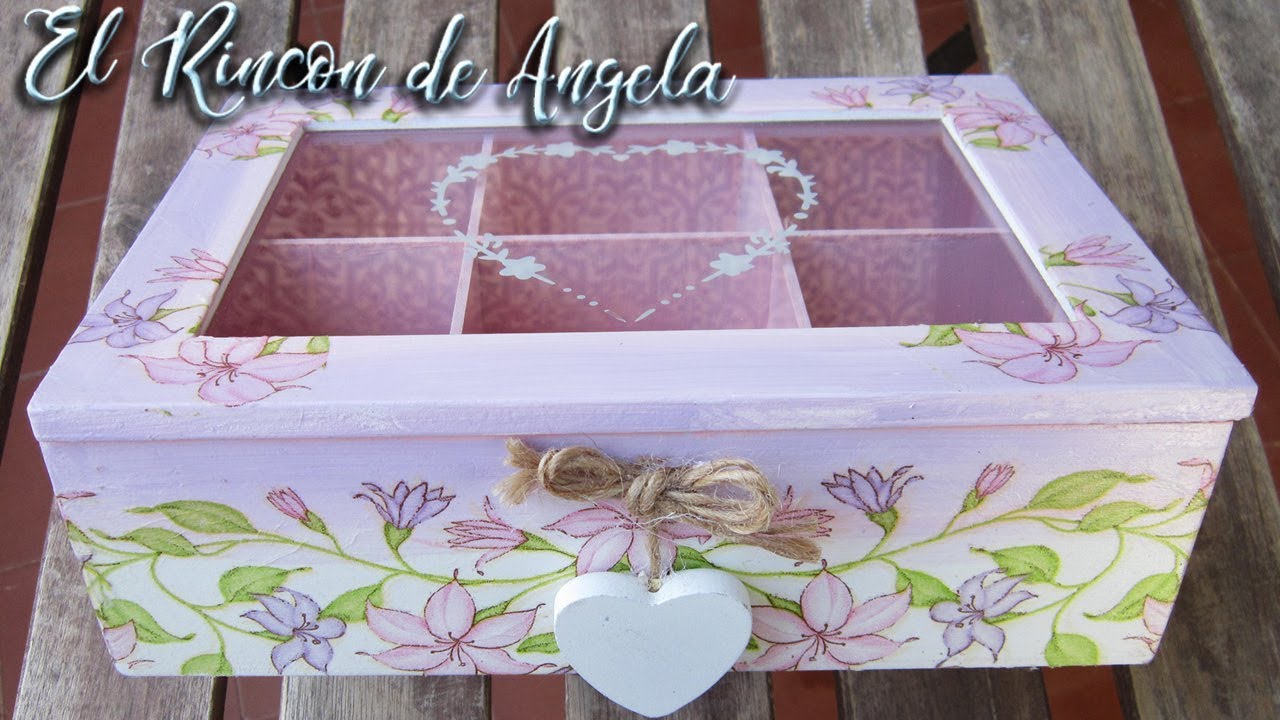 Caja de té decorada con decoupage estilo romantico,Diy manualidades