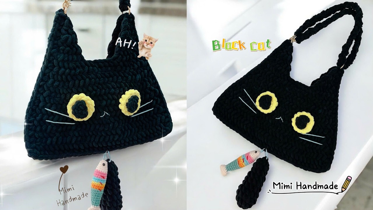Móc Túi Meow Mun Siêu Dễ 🐈‍⬛ Crochet Cat Bag Tutorial | Mimi Handmade