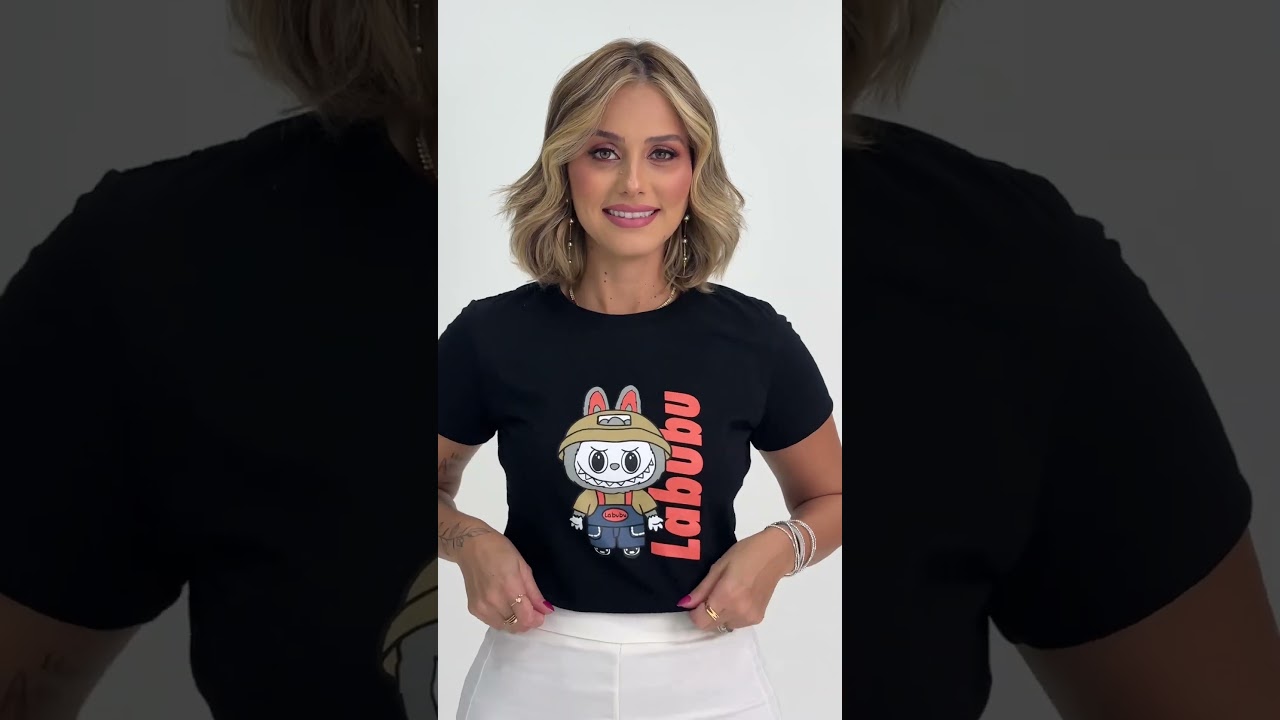 T-SHIRT LABUBU PERSONAGEM - COR PRETO | Atacado Tshirt | Use Criativa