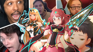 SMASH BROS PYRA & MYTHRA REACTIONS (Youtubers Compilation)
