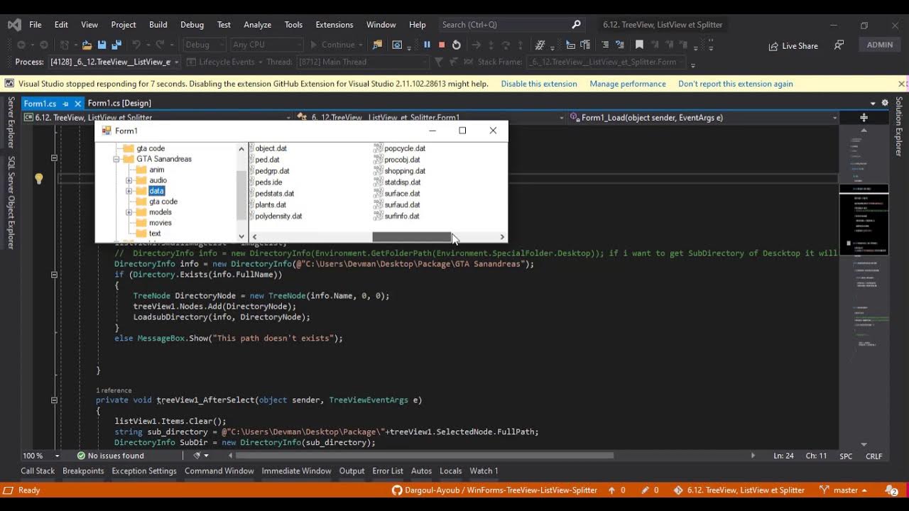 WinForms C TreeView & ListView & Splitter( Environment,Path,Directory