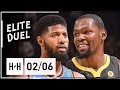 Paul George vs Kevin Durant SUPERSTARS Duel Highlights 2018.02.06 Thunder vs Warriors - MUST WATCH