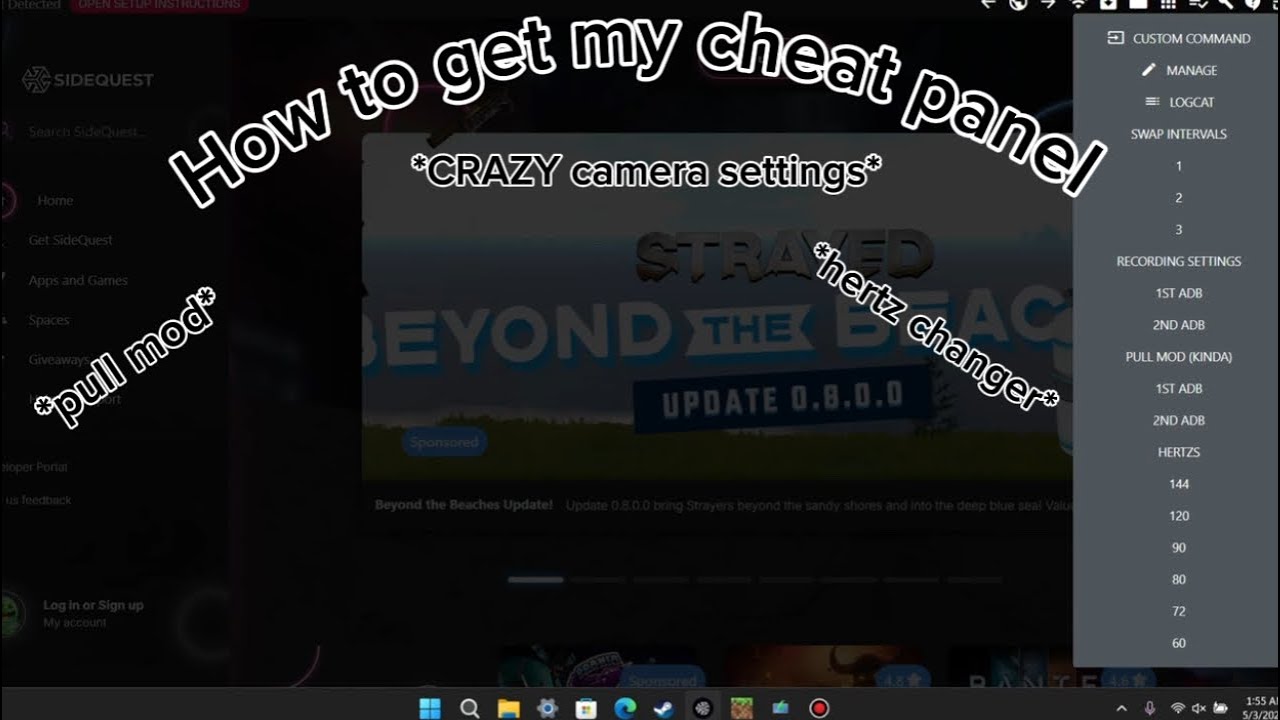 How to get my cheat panel on side quest!! - YouTube