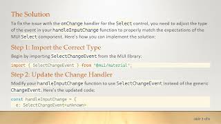 Fixing the onChange Event Issue for the Select Control in TypeScript with MUI
