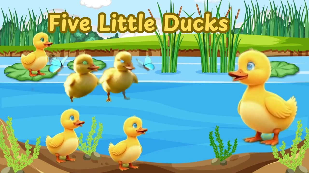 Five Little Ducks Following Mama Duck 🦆 | Nursery Rhymes and Kids Songs ...