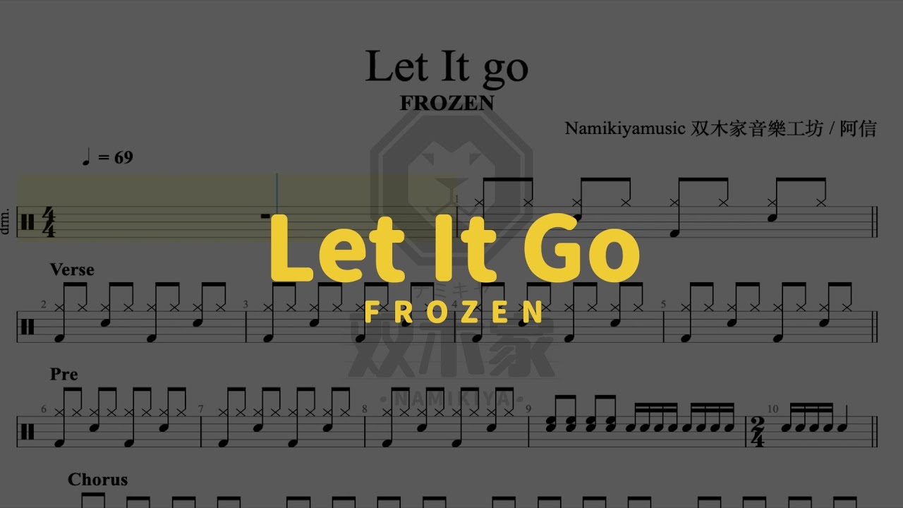 【TAB譜】Let it go / FROZEN （簡易版 beginner version）Drum Tab