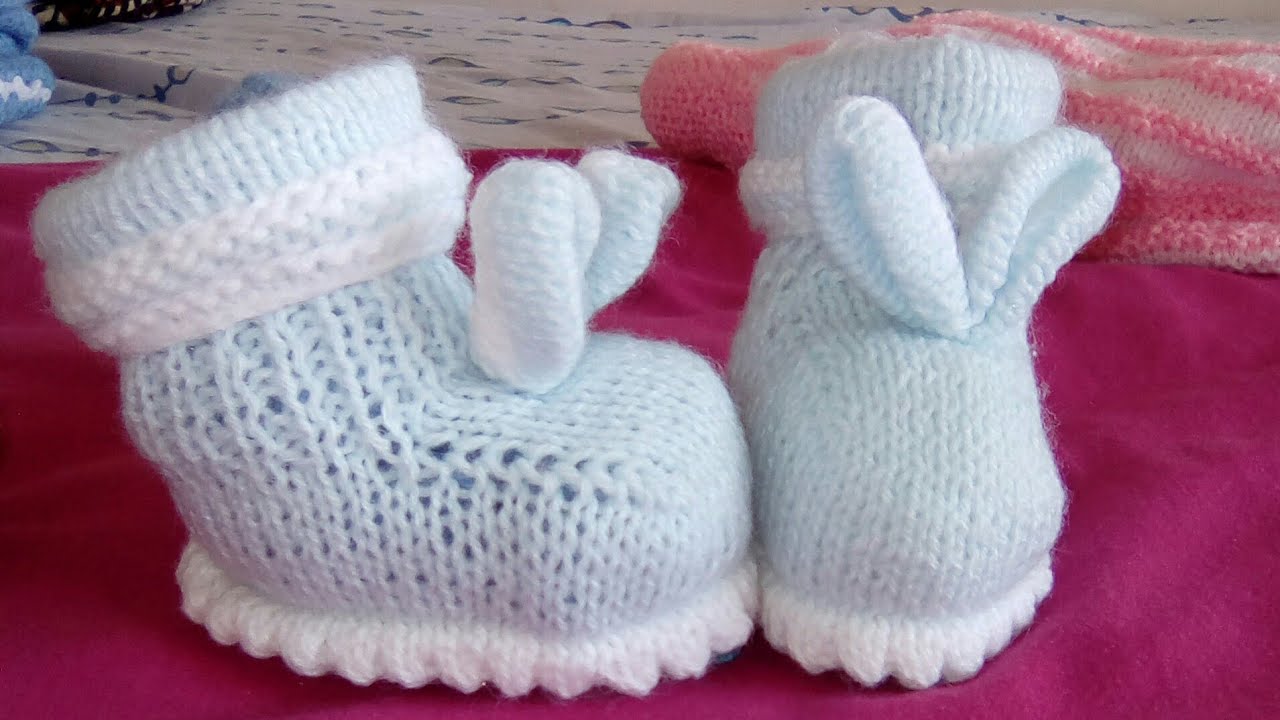Tuto tricot chaussons lapins de bébé au tricot, chaussons de bébé au