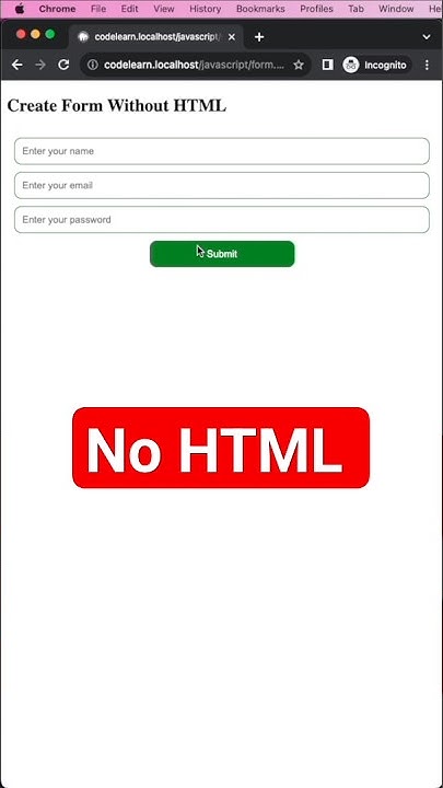 How To Create Form in JavaScript |Javascript coding #shorts - YouTube