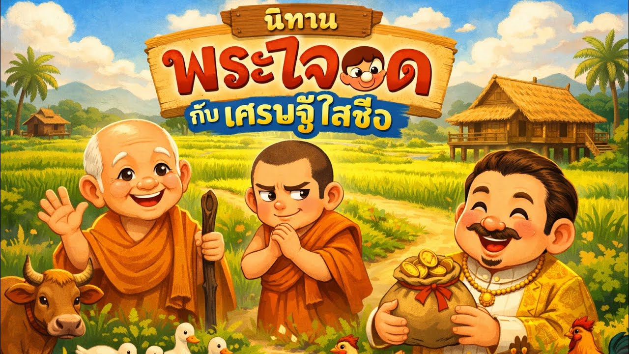 นิทาน☀️￼ พระใจคด กับ เศรษฐีใสซื่อ☀️#นิทานก่อนนอน