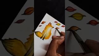 Easiest Fox Watercolor 🦊 Fall painting ✨ #orangefox #easywatercolor