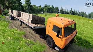 BeamNG Drive #12 - Khi Xe Đầu Kéo Chở Gỗ Nặng Đi Đường Offroad Siêu Khó !! screenshot 3