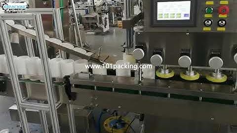 Automatic sanitizer wet tissue liquid bottle cap feeding capping machine testing video