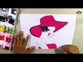 Very easy drawing tricks a lady with a hat  how to draw a girl easy step by step