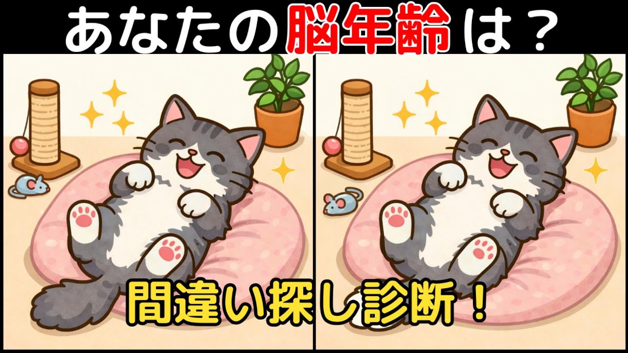 【Найди отличия × Тренировка мозга】Профилактика деменции 60+! Легко→Сложно 10!