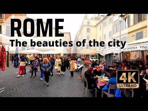 Vidéo: Marché et vie nocturne de Campo De' Fiori à Rome, Italie