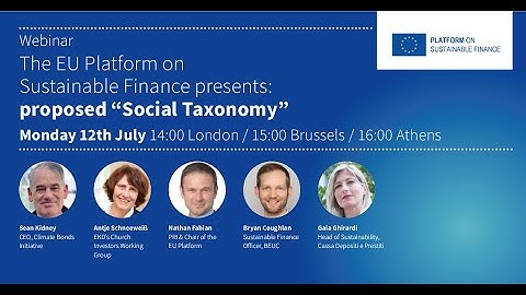 NEW TAXONOMY AREAS: EU Platform presentation on proposed "Social" Taxonomy