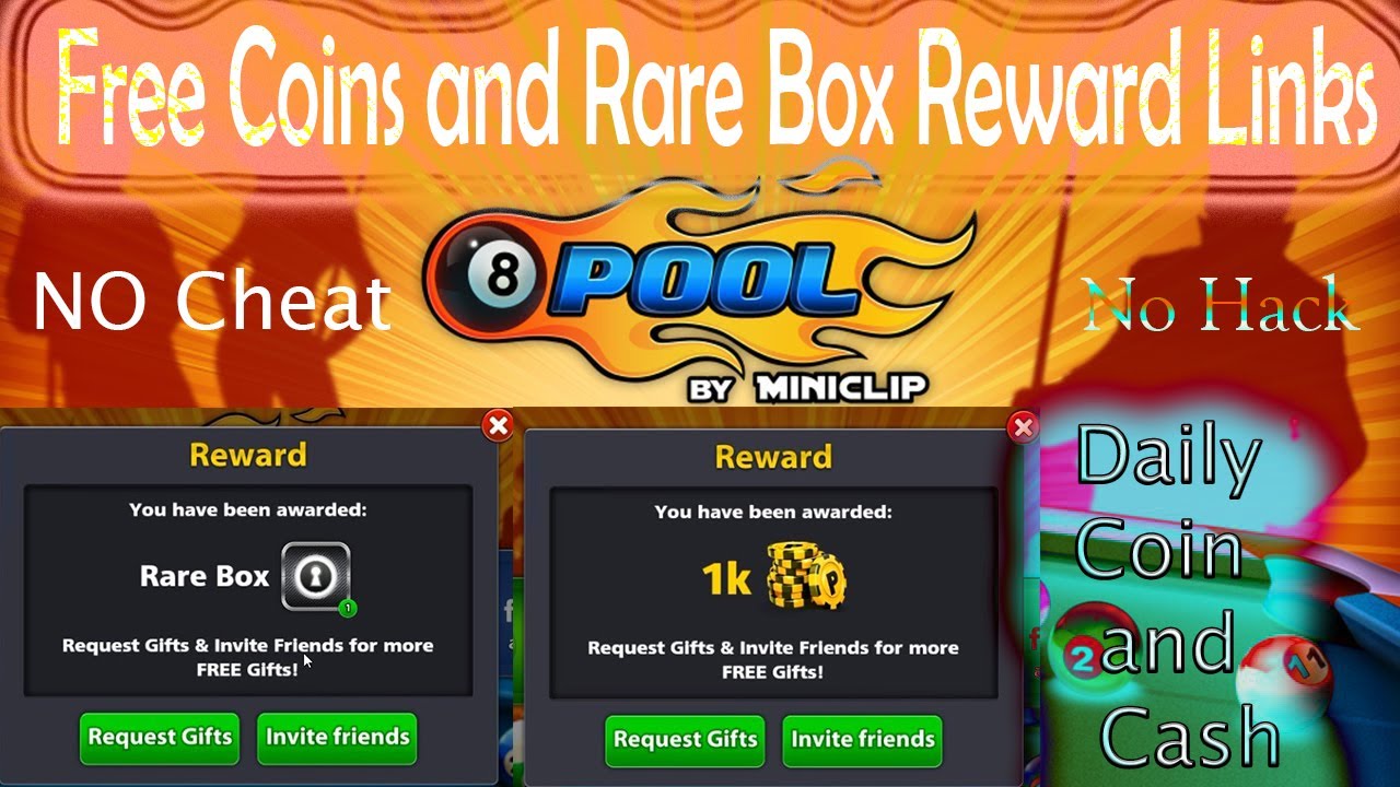 8 Ball Pool Daily free Coins and Rare Box Reward Links ...