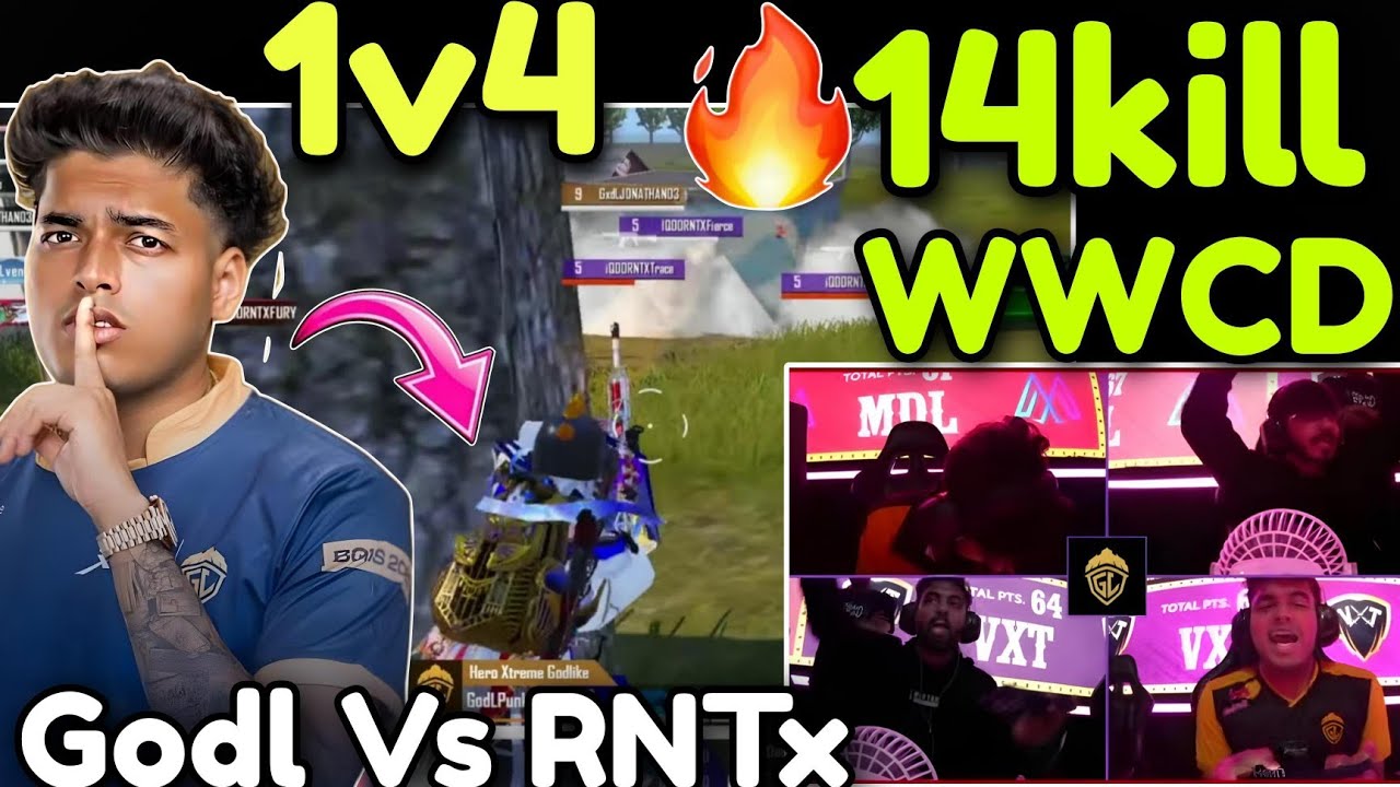 Godl 14 Kill WWCD 🔥 Godlike Vs RNTx 4v4 Fight 😲 Again 1v4 - YouTube