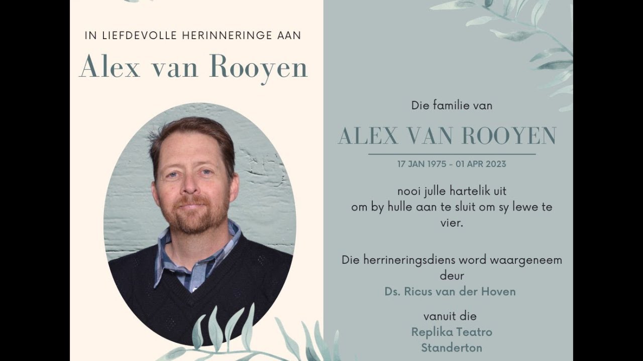 Alex van Rooyen - YouTube